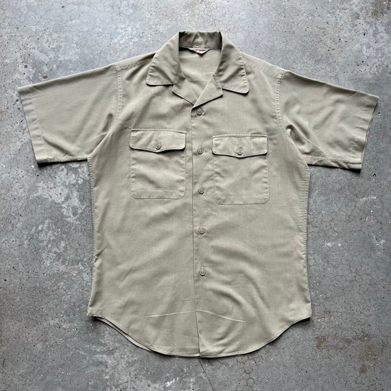 50’s Military Khaki Short Sleeve Button Down Shirt