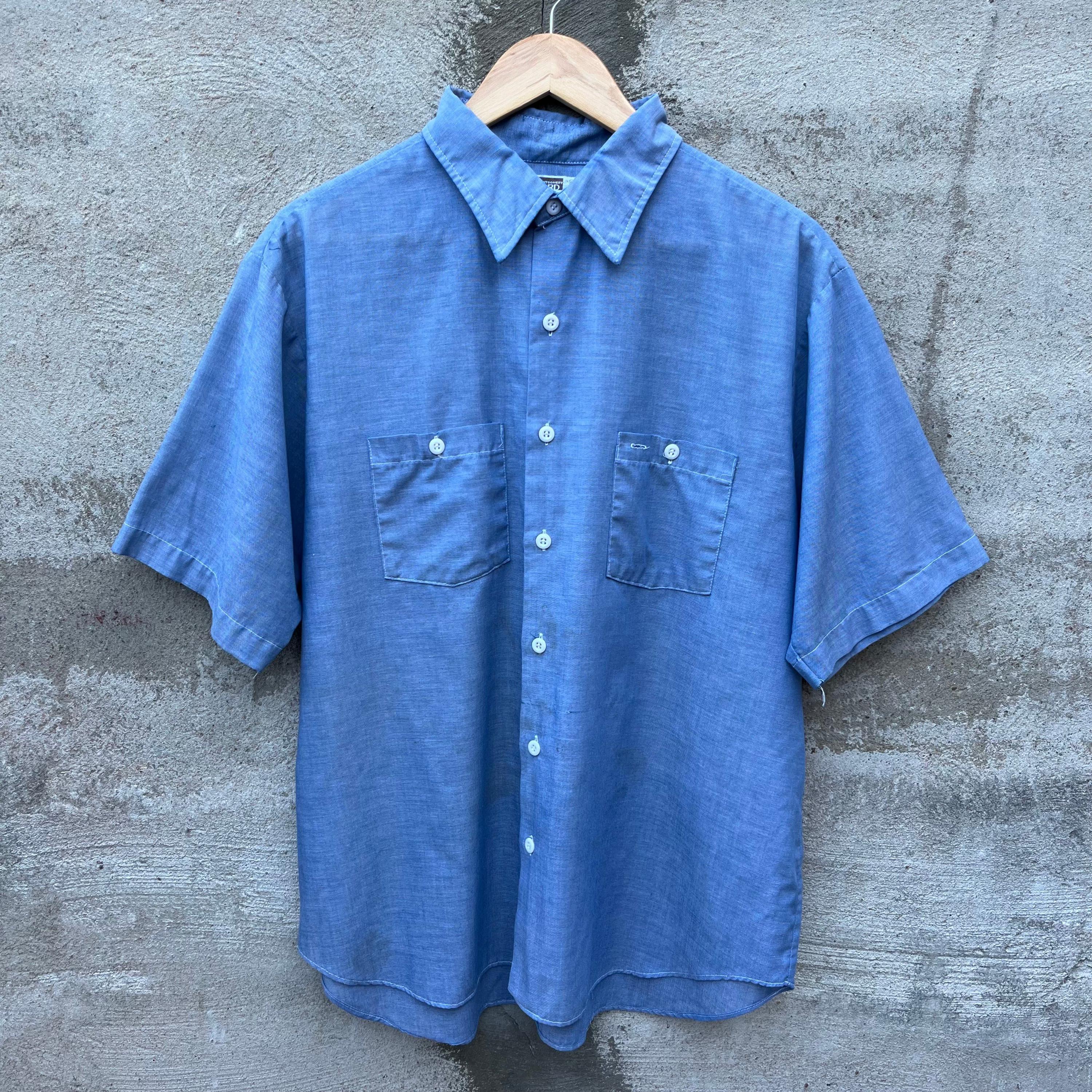 70's Montgomery Ward Chambray Short Sleeve Button Down Shirt 70's Montgomery Ward Chambray Short Sleeve Button Down Shirt