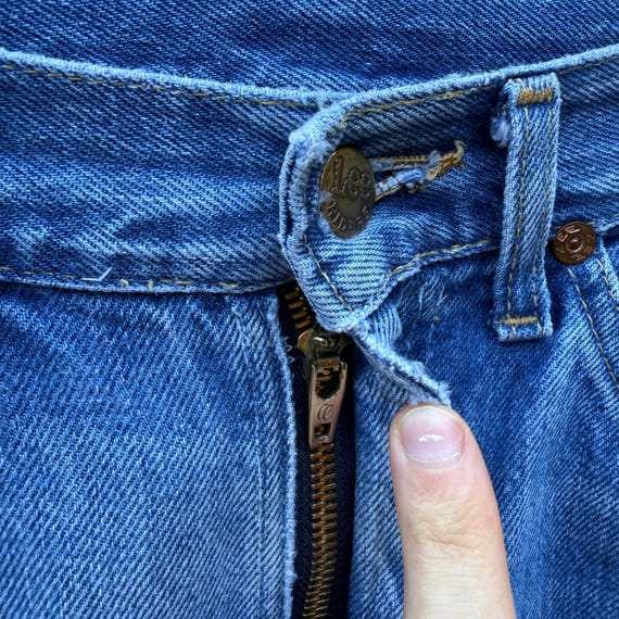 80's Lee Riders Thrashed & Repaired Denim Jeans - image 10