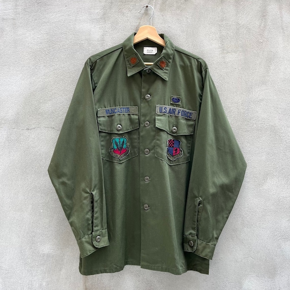 80s USAF Military Utility Fatigue Button Down Shi… - image 1