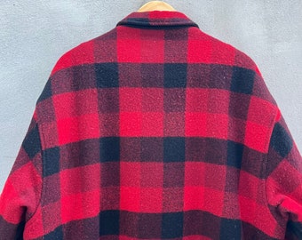 Vintage Woolrich Wool Red Plaid Flannel Jacket - Etsy