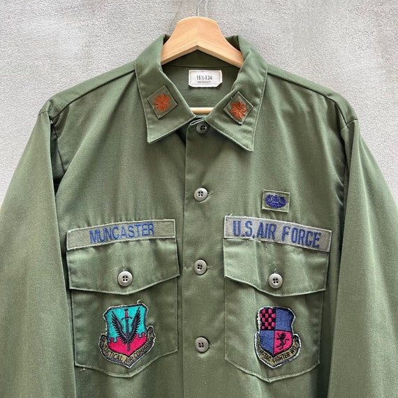 80s USAF Military Utility Fatigue Button Down Shi… - image 5