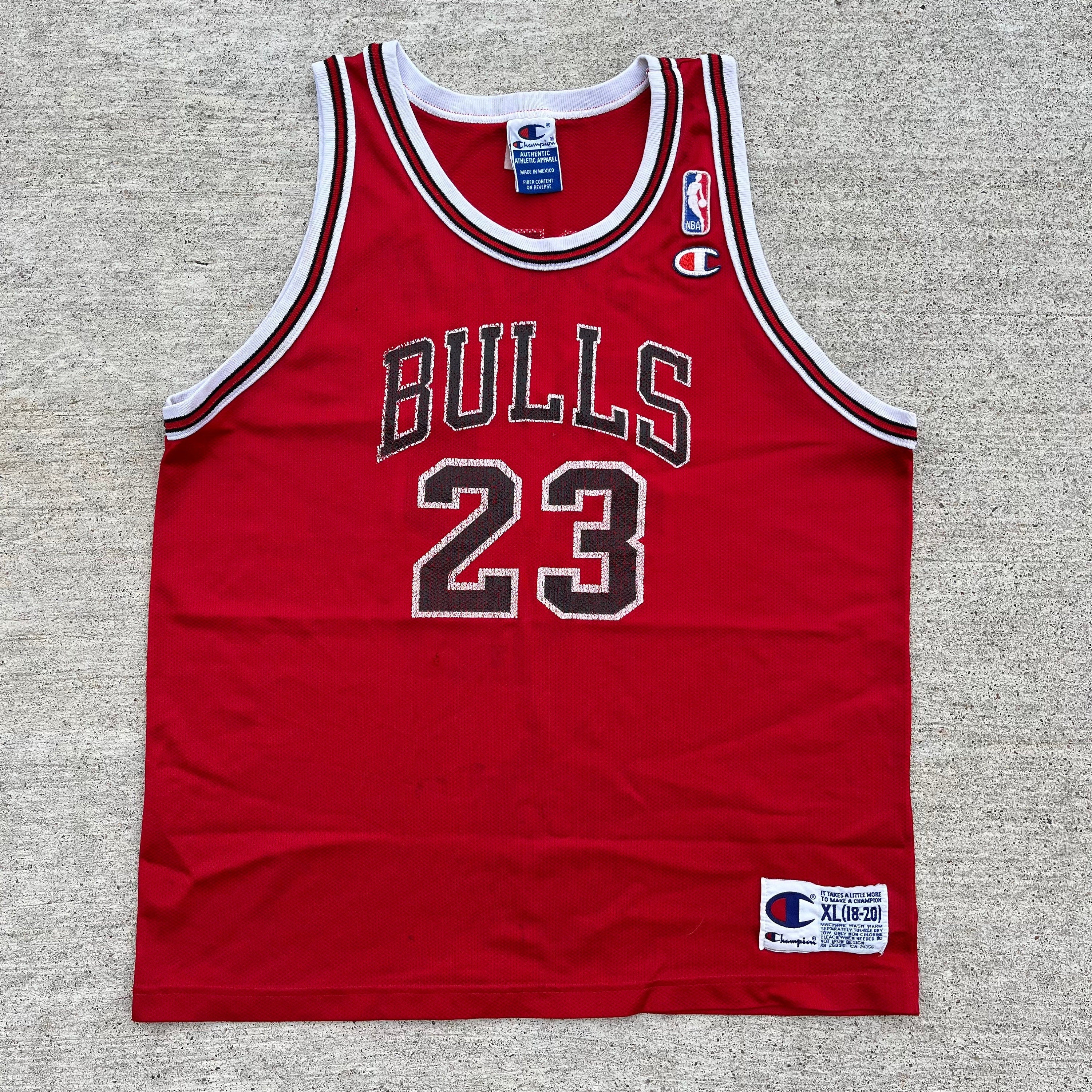 Vintage Champion MICHAEL JORDAN NBA Red Jersey ~ Chicago Bulls #23