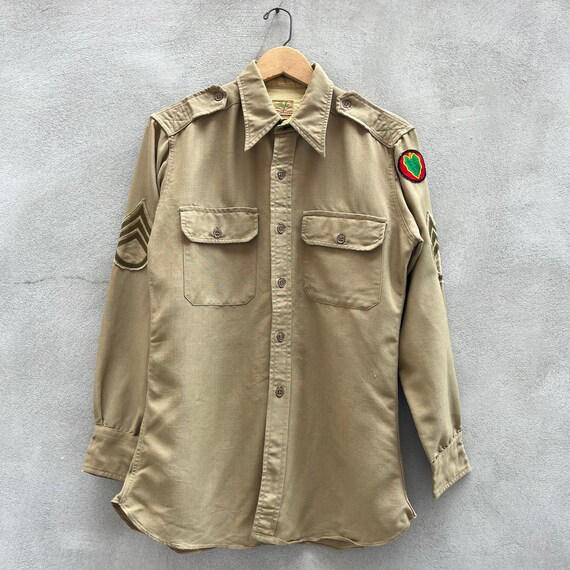 40’s Military Khaki Officer Button Down Shirt