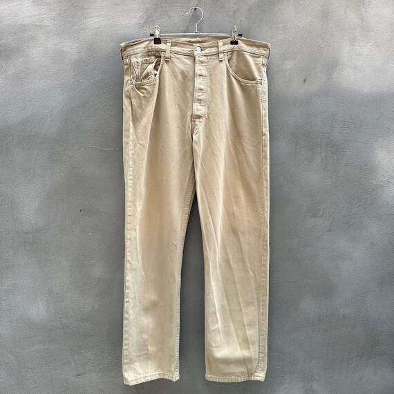 Vintage Levi's 501 Tan Denim Jeans - image 1