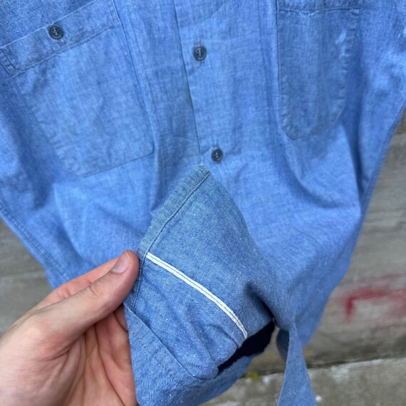 60's USN Chambray Short Sleeve Selvedge Button Do… - image 3