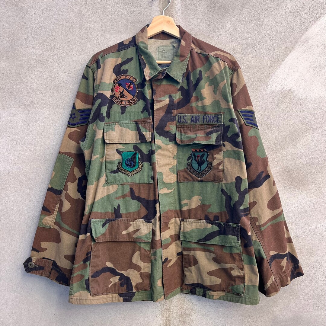 80's USAF Military Woodland Camouflage Combat Jacket - Etsy