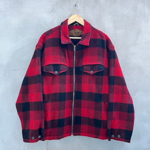 Vintage Woolrich Wool Red Plaid Flannel Jacket