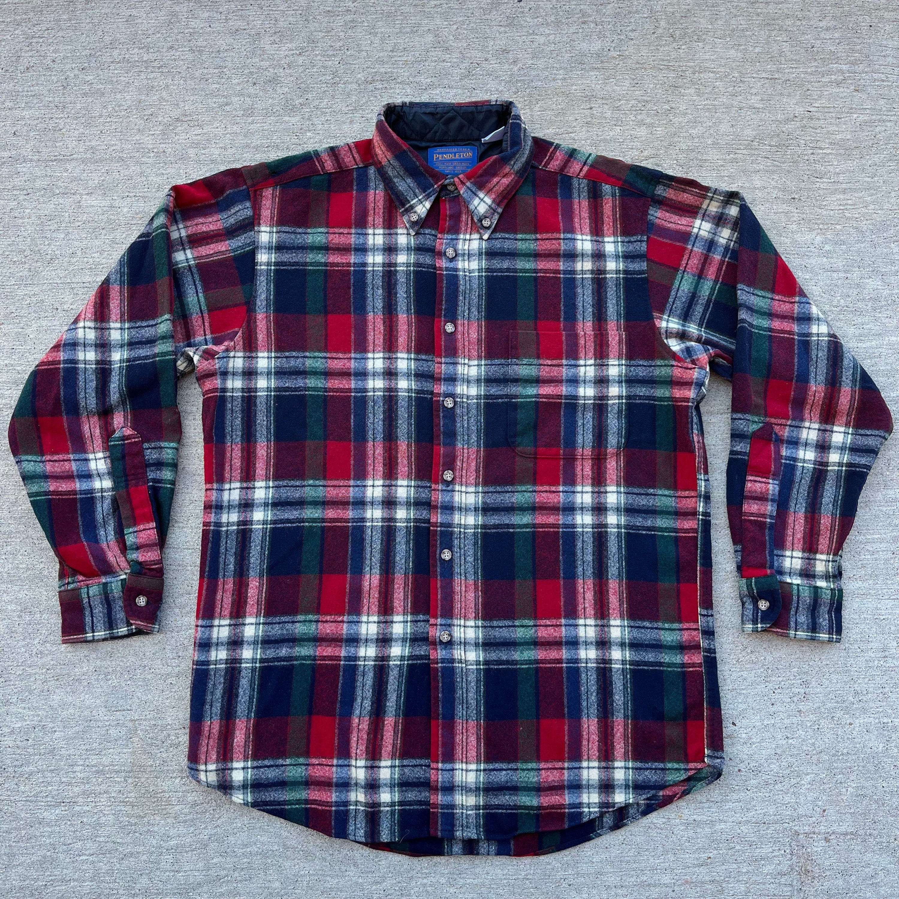 90's PENDLETON　XL Vintage 90s Pendleton Blue Plaid Flannel Lodge Shirt Size XL