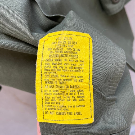 80s USN Seabees Fatigue Button Down Shirt - image 4