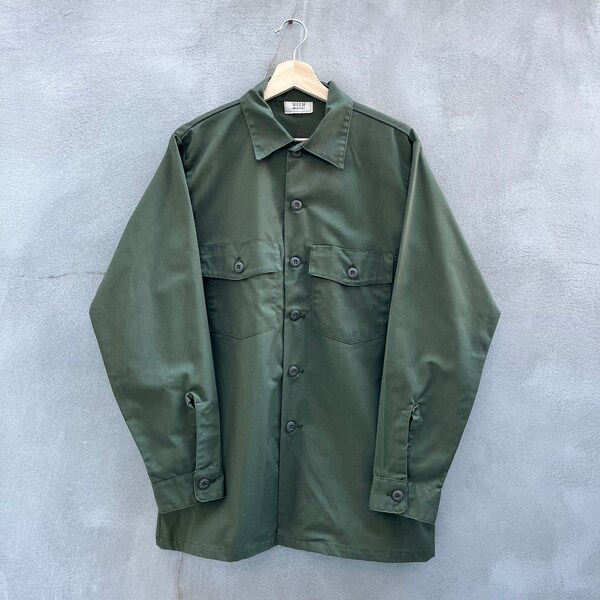 80s US Military Fatigue Utility Button DownShirt