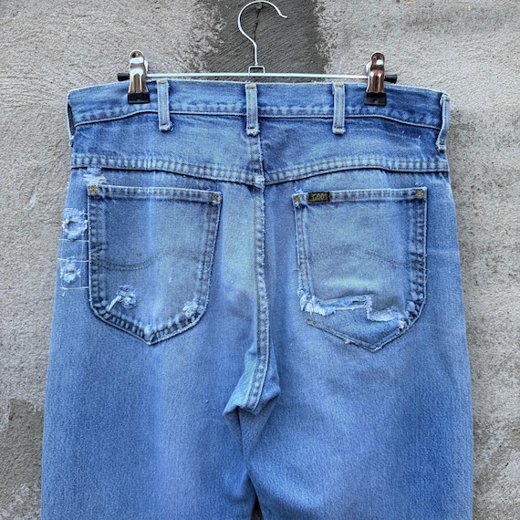 80's Lee Riders Thrashed & Repaired Denim Jeans - image 7