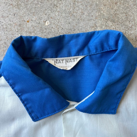60s-70'S NAT NAST Bowling Shirt, Men's Size L, Vintage unclear Blue type light blue Vintage Second Hand