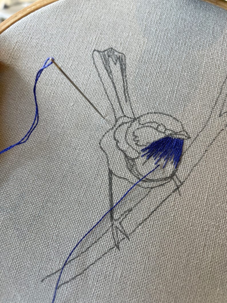 Bird Embroidery Pattern Thread Painting Tutorial Splendid - Etsy