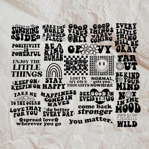 Boho svg, hippie svg, Groovy svg, bundle, aesthetic svg, inspirational svg, motivational svg, trendy svg, retro svg, svg files wavy text svg