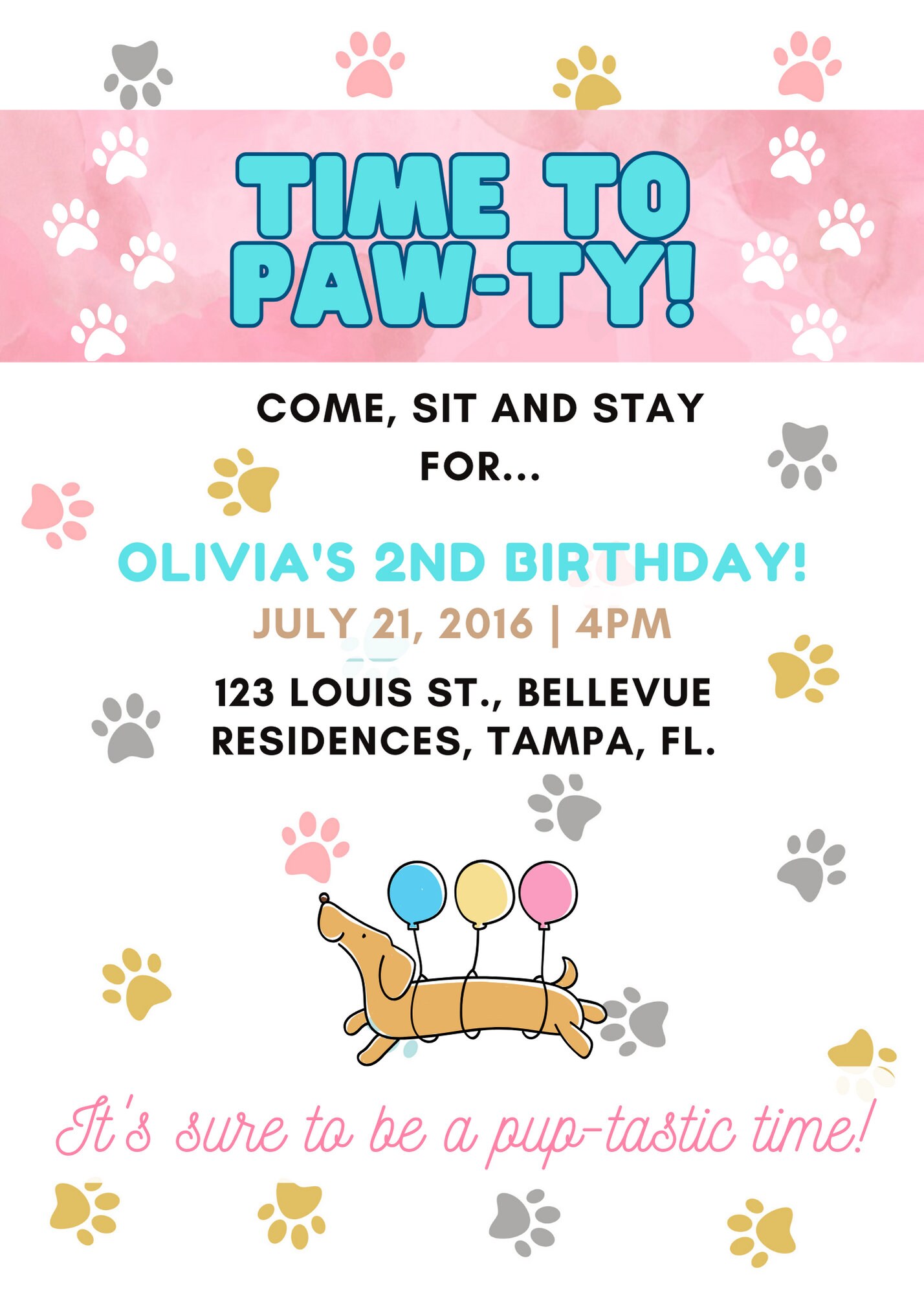 Puppy Themed Party Invitation Template, Kid's Birthday Invite or Dog's ...