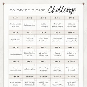 30 Day Self Care Challenge (2 worksheets)