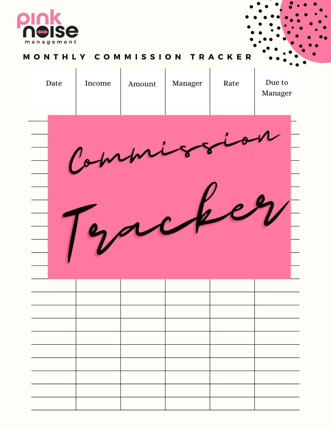 Monthly Commission Tracker *printable* - Etsy