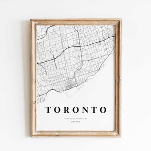 Toronto Map Art Print, Black White Modern City Map, Toronto Coordinates Poster, Minimalist Giclée Fine Art, Canada Wall Décor, Canadian Gift