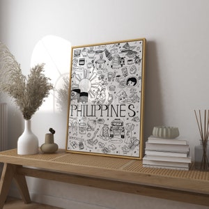 Filipino Relatable Art Print, Philippines Collage Poster, Pinoy Pride Illustration, Filipino Digital Download Filipino Food Cuisine Jollibee image 6