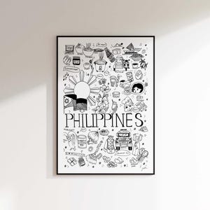 Philippines Relatable Collage Fine Art Print, Filipino iykyk Wall Art, Pinoy Pride Giclée, Philippines Flag Poster, Filipino Sun, Jollibee