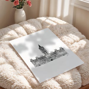 Parliament Hill Art Print, Canada Day Poster, Ottawa Landmark Drawing, Giclée Fine Art, Canadian Architecture Decor, Parliament building Art