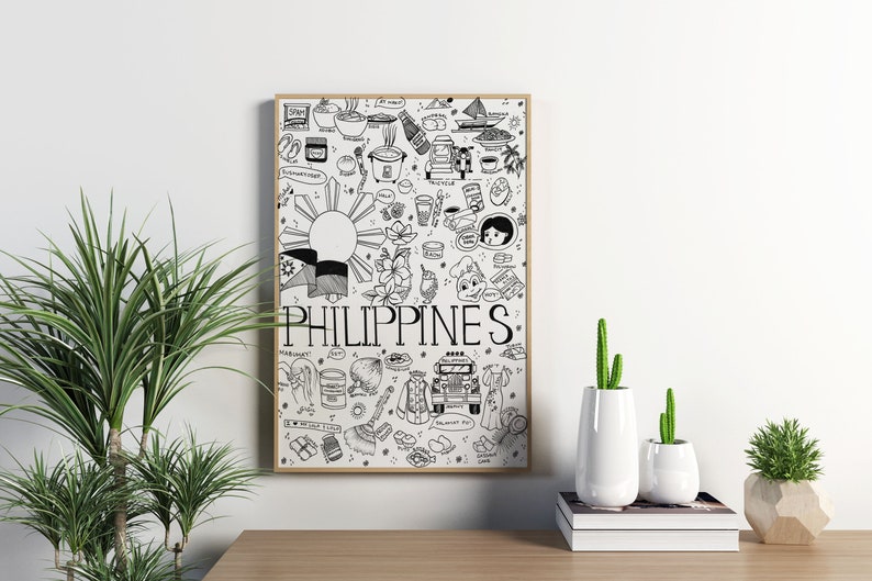 Filipino Relatable Art Print, Philippines Collage Poster, Pinoy Pride Illustration, Filipino Digital Download Filipino Food Cuisine Jollibee image 5