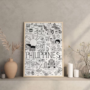 Filipino Relatable Art Print, Philippines Collage Poster, Pinoy Pride Illustration, Filipino Digital Download Filipino Food Cuisine Jollibee image 3