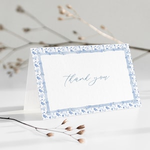 Blue and White Chinoiserie Coastal Grandma Thank You Card Bridal Shower | DORIA Collection