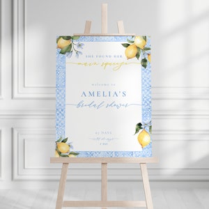 She Found Her Main Squeeze Italian Blue Tiles and Lemon Bridal Shower ...
