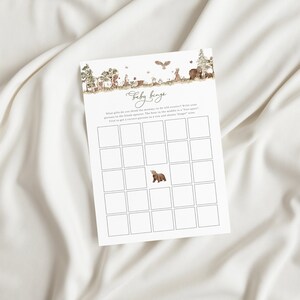 Woodland Baby Bingo Baby Shower Game Template for Woodland Animals Baby Shower Printable Games | ADAIR Collection