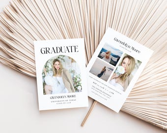 Simple Arch Photo Graduation Announcement Card Template Editable Modern Photo Graduation Party Invite Digital Download | ALIMA Collection