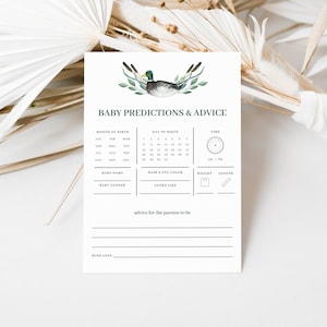 Mallard Duck Baby Predictions and Advice Baby Shower Game Template | PENELOPE Collection
