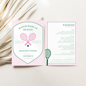 Perfect Match Tennis Bachelorette Weekend Invite and Itinerary Template MARTINA Collection image 4