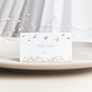 Lifetime of Butterflies Place Card Template for Butterfly Spring Floral Bridal Shower Name Card or Buffet Card | CALIGO Collection