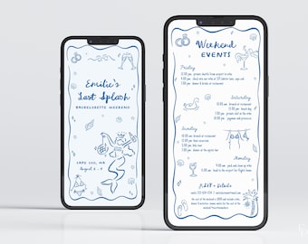 Last Splash Bachelorette Digital ItineraryInvite Template Blue Coastal Mermaid Beach Bachelorette Weekend Invite | ANDRINA Collection