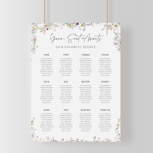 Prairie Wildflower Wedding Seating Chart Sign Template | CHLOE Collection