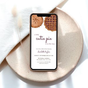 Cutie Pie Baby Shower Digital Invite Template for Fall Thanksgiving Baby Shower Text Message Invitation | ROANNA Collection