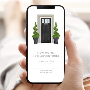 Modern Digital Moving Announcement Template with Front Door | VESTA Collection