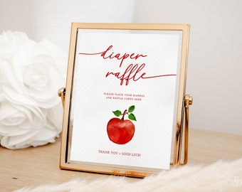 Fall Apple Diaper Raffle Baby Shower Sign Template | POMONA Collection