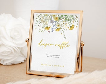 Boho Wildflower Diaper Raffle Baby Shower Sign Template | FLORIAN Collection