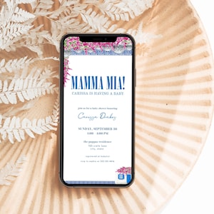 Mamma Mia Baby Shower Digital Invite Template for Mamma Mia Greece Baby Shower Text Message Invitation | DELIA Collection