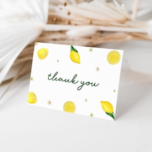 Lemon Thank You Card Template for Whimsical Citrus Main Squeeze Bridal Shower | CITRINE Collection