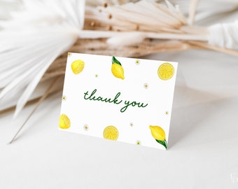 Lemon Thank You Card Template for Whimsical Citrus Main Squeeze Bridal Shower | CITRINE Collection