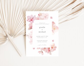 Spring Cherry Blossom Wedding Invitation Template | SAKURA Collection