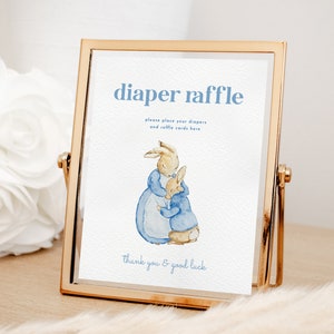 Peter Rabbit Diaper Raffle Baby Shower Sign Template | BEATRIX Collection