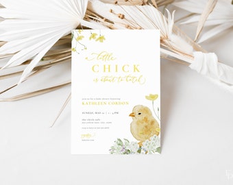 Little Chick Baby Shower Invitation Template for Yellow Spring Baby Shower Invite | ADERYN Collection