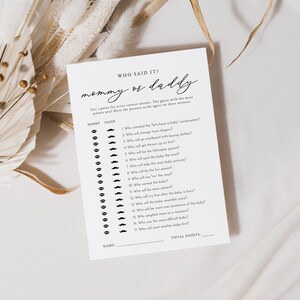 Modern Minimalist Mommy or Daddy Baby Shower Game Instant Download Printable Template | MENA Collection