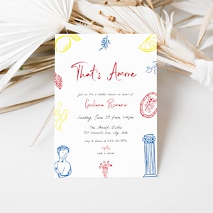 That&#39;s Amore Bridal Shower Invitation Template for Whimsical Hand Drawn Illustration Italian Bridal Shower Invite | DONATO Collection