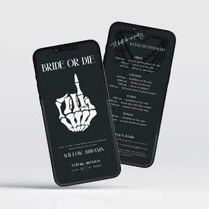 Bride or Die Til Death Bachelorette Weekend Digital Invite & Itinerary Template Instant Download | KERES Collection